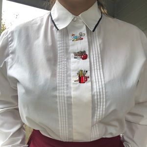Cute teacher themed embroidered top